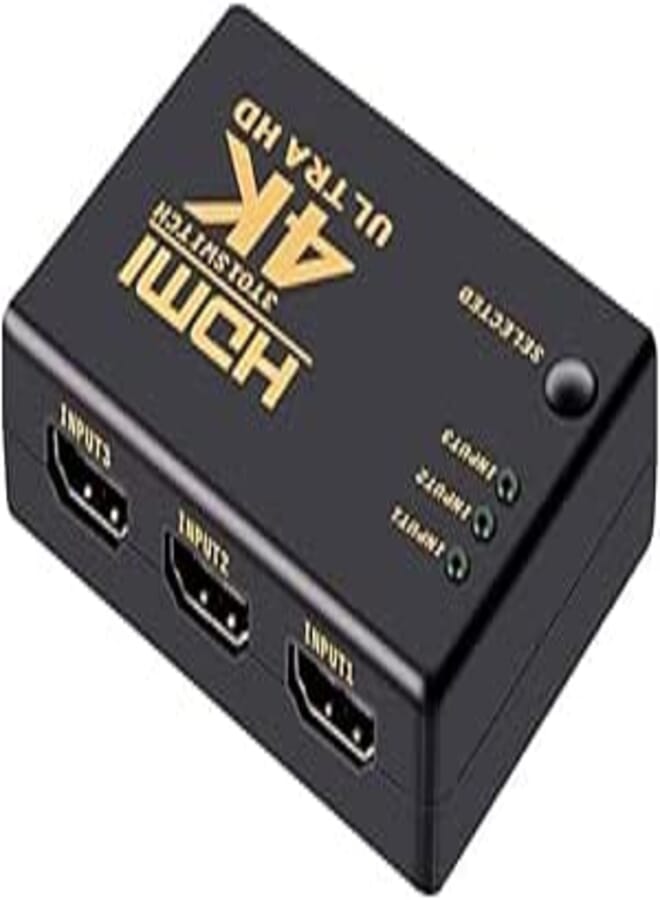 Keendex kx 2498 hdmi splitter 3 in 1 3 port hdmi switch that supports 4k with ir remote control - black